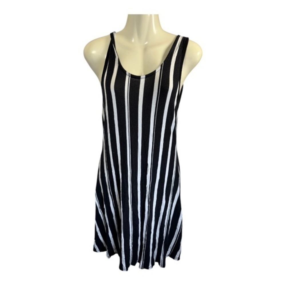 La Vie En Rose Aqua Cover-up Womens Size Small Dress Black White Striped Vacatio